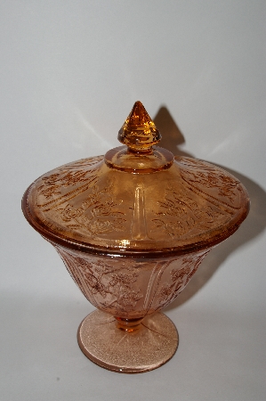  +MBA #59-060  Vintage Pink Depression Glass "Sharon"  Candy Dish With Lid