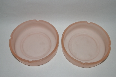 +MBA #59-107  " Set Of Two Vintage Pink Frosted Glass Ashtrays