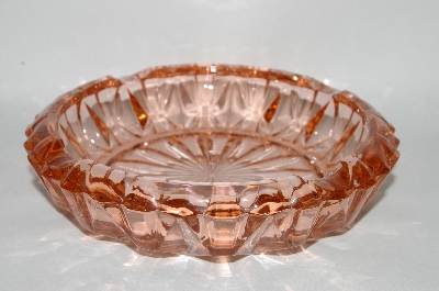 +MBA #60-307  Vintage Pink Glass Fancy Cut Ashtray