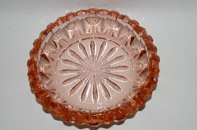 +MBA #60-307  Vintage Pink Glass Fancy Cut Ashtray
