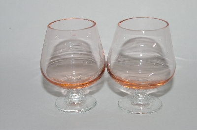 +MBA #60-017   " Pair Of Mini Pink Glass "Snifter Look" Shot Glass's