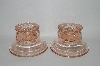 +MBA #60-319  " Pair Of Vintage Pink Glass Candle Stick Holders