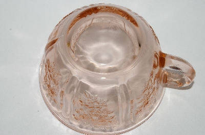 +MBA #60-01  Set Of 2 Vintage Pink Depression Glass "Sharon" Tea Cup