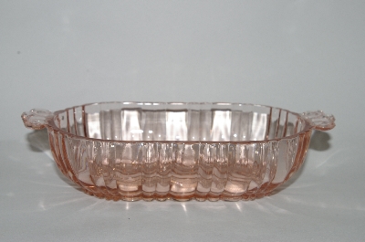 + MBA #60-020  " Vintage Pink Glass "Old Cafe"  Oval Shaped Fancy Handled Snack Dish