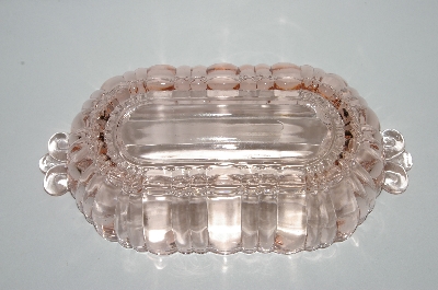 + MBA #60-020  " Vintage Pink Glass "Old Cafe"  Oval Shaped Fancy Handled Snack Dish