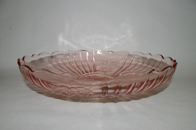 +MBA #60-037  " Vintage Pink Glass "Mayfair  Open Rose" Serving Dish