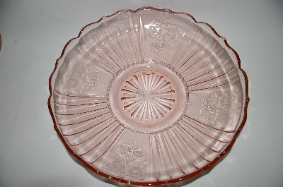 +MBA #60-037  " Vintage Pink Glass "Mayfair  Open Rose" Serving Dish