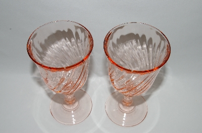 +MBA #60-290  Pair Of Pink Vintage Glass Arcoroc Rosaline Wine Glass's