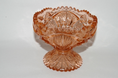 +MBA #60-215  Vintage Pink Glass Fancy Cut Candy Dish
