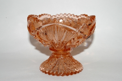 +MBA #60-215  Vintage Pink Glass Fancy Cut Candy Dish