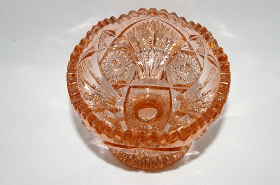 +MBA #60-215  Vintage Pink Glass Fancy Cut Candy Dish