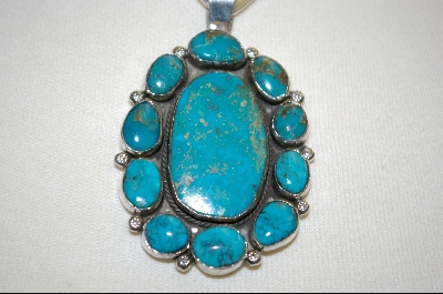 +MBA #OTP  " Oval 11 Stone Turquoise Pendant