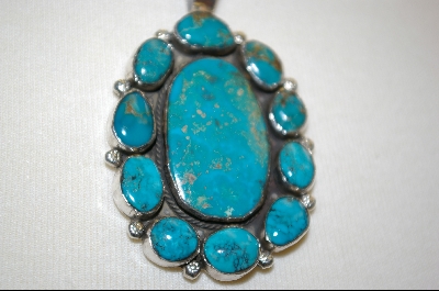 +MBA #OTP  " Oval 11 Stone Turquoise Pendant