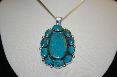 +MBA #OTP  " Oval 11 Stone Turquoise Pendant