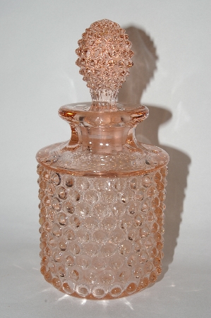 +MBA #60-261  Vintage Pink Depression Glass "Hobnail" Perfume Bottle With Glass Stopper