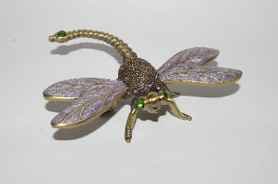 +MBA #60-167  "Collectiable Antiqued Gold Tone & Crystal Dragonfly