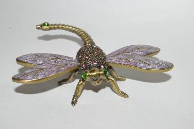 +MBA #60-167  "Collectiable Antiqued Gold Tone & Crystal Dragonfly