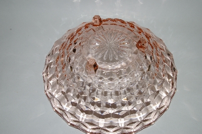 +MBA #60-143  " Vintage Pink Depression Glass  3 Footed "Cube" Fruit Bowl
