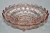 +MBA #60-143  " Vintage Pink Depression Glass  3 Footed "Cube" Fruit Bowl
