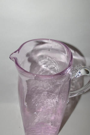 +MBA #60-088   " Beautiful Newer Art Glass Hand Made Pink Tall Water Pitcher