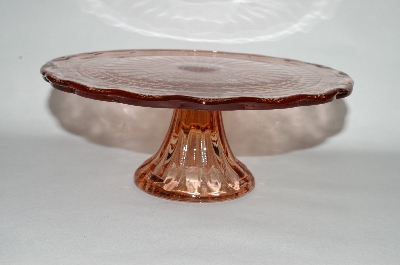 +MBA #57-139  "2005  Reproduction Small Pink Glass Pedestaled Cake Salver