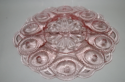 +MBA #60-112  "Vintage Pink Glass Deviled Egg Serving Dish