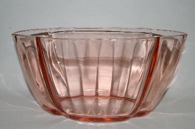 +MBA #61-001  Vintage Pink Depression Glass "Large" Fancy Bowl