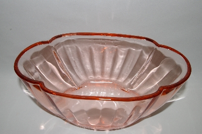 +MBA #61-001  Vintage Pink Depression Glass "Large" Fancy Bowl