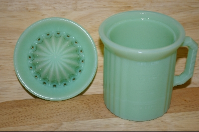 +MBA  "Reproduction Pale Green Milk Glass Cup W/ Reamer Top #4791