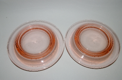 +MBA #61-005   " Set Of Two Vintage Pink Depression Glass "Snack Dish" Attached Bowl & Saucer