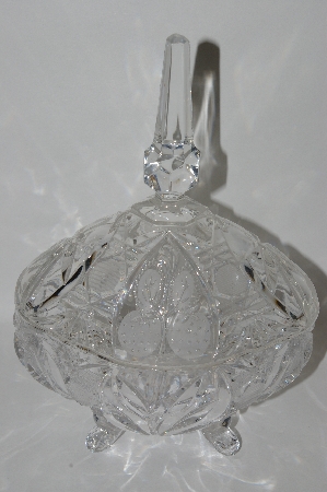 +MBA #61-157    1990's Very Fancy Crystal Strawberry Motief Large Candy Dish With Lid
