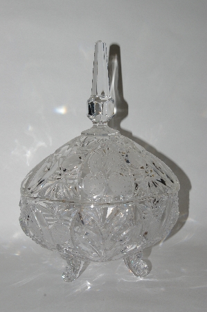 +MBA #61-157    1990's Very Fancy Crystal Strawberry Motief Large Candy Dish With Lid