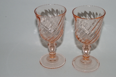 +MBA #61-154   Vintage Pink Depression Glass "Small Sherry" Glass's Set Of 2