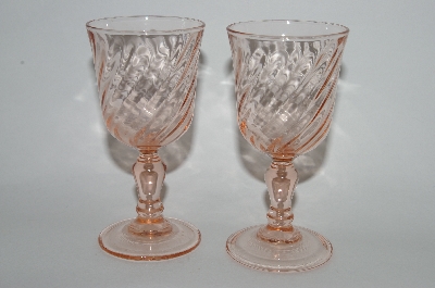 +MBA #61-154   Vintage Pink Depression Glass "Small Sherry" Glass's Set Of 2