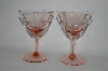 +MBA #61-141   Set Of 6 Vintage Pink Depression "Floral Etched" Wine Glass's Set Of 6