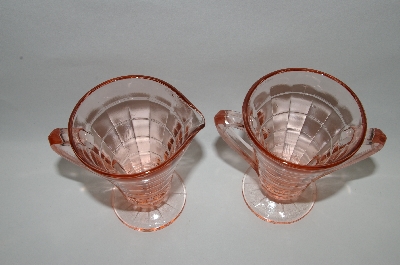 +MBA #61-146  "Vintage Pink Depression Glass Cream & Sugar Set