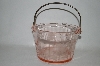 +MBA #61-040  " Large Pink Depression Glass Fancy Floral Etched Ice Bucket