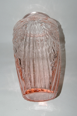 +MBA #61-059  Jumbo Vintage Pink Glass Fancy Floral Vase