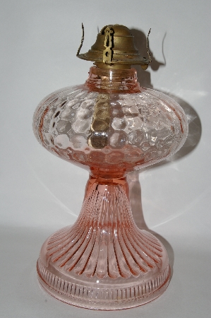 +MBA #61-054   Vintage Pink Glass "Kerosene Lamp"