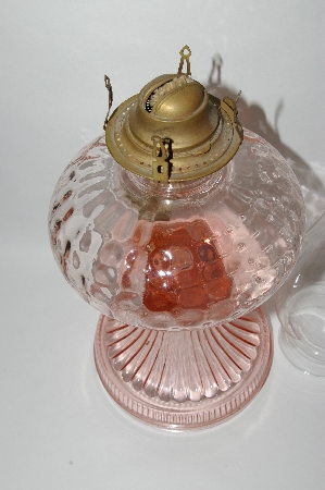 +MBA #61-054   Vintage Pink Glass "Kerosene Lamp"