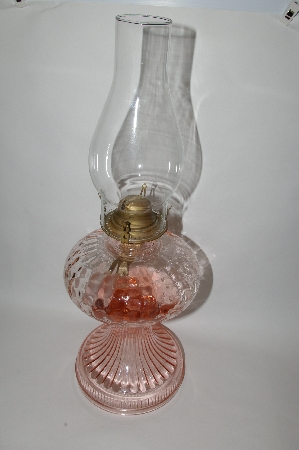 +MBA #61-054   Vintage Pink Glass "Kerosene Lamp"