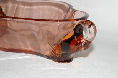 +MBA #61-071  "Large Vintage Pink Depression Glass Swan Handled Serving Dish