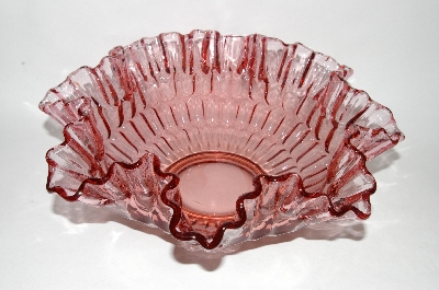 +MBA #61-032   "Large Fancy Cranberry Glass Bowl