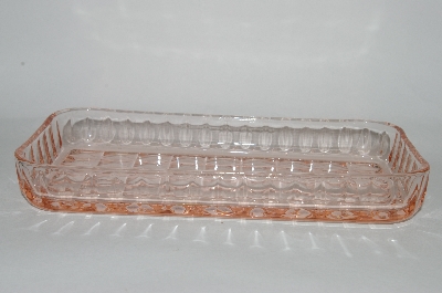 +MBA #61-092   Vintage Pink Depression Glass Square Vanity Tray