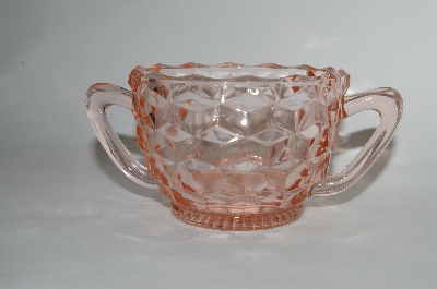 + Vintage Pink Depression Glass "Cube" Sugar Bowl