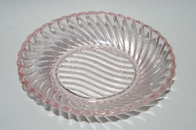 +MBA #62-001  Vintage Pink Depression Glass "Swirl Pattern"  Small Relish Dish