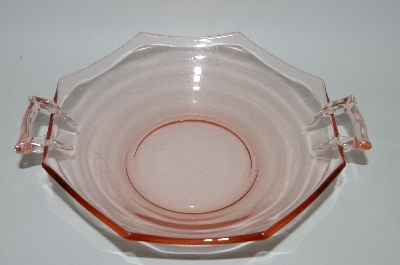 +MBA #62-046  Vintage Pink Depression Glass "Square Handled" Serving Bowl Set Of 2