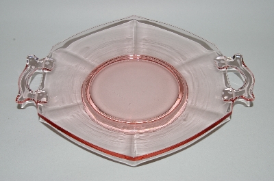 +MBA #62-053  Vintage Pink Depression Glass "Fancy Handled" Serving Plate