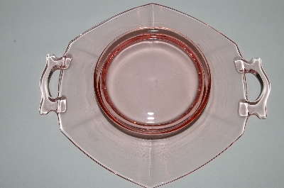 +MBA #62-053  Vintage Pink Depression Glass "Fancy Handled" Serving Plate