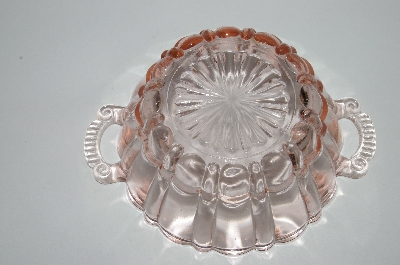 +MBA #62-024  Vintage Pink Depression Glass "Fancy Patterned" Handled Serving Bowl